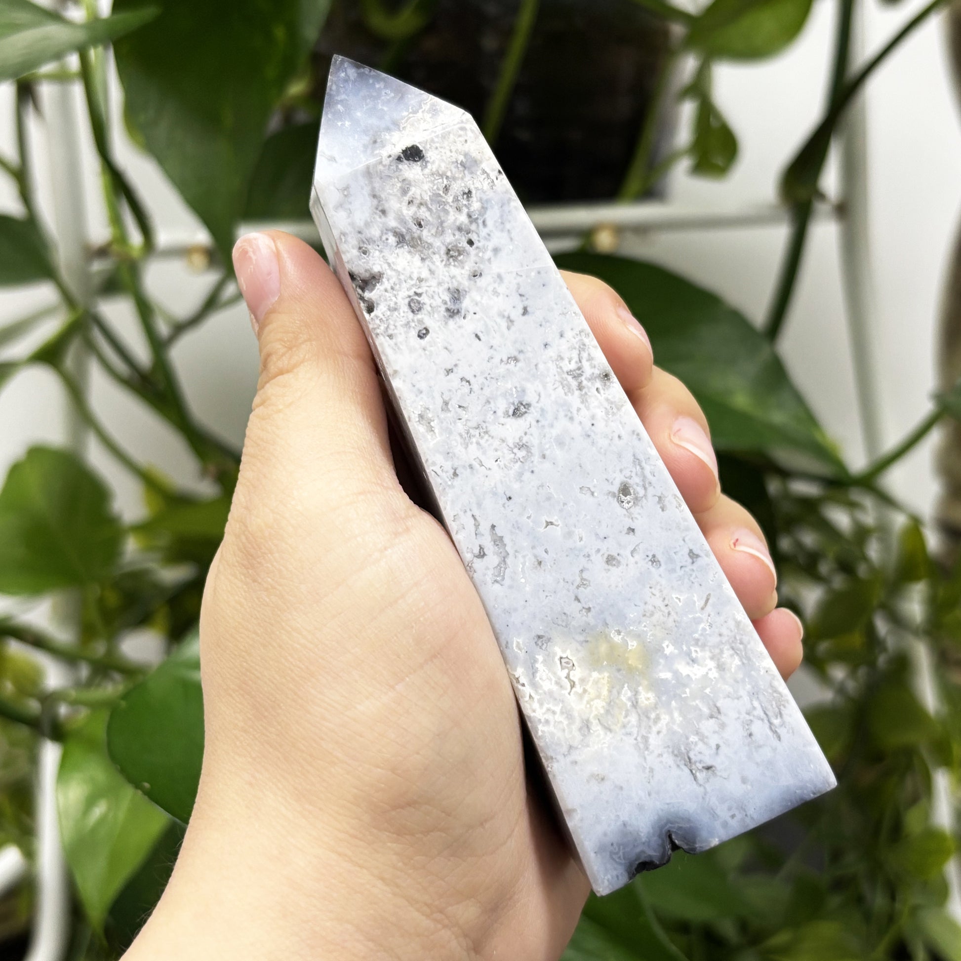 Gray Plume Agate Obelisk Tower Point - Gem Avenue