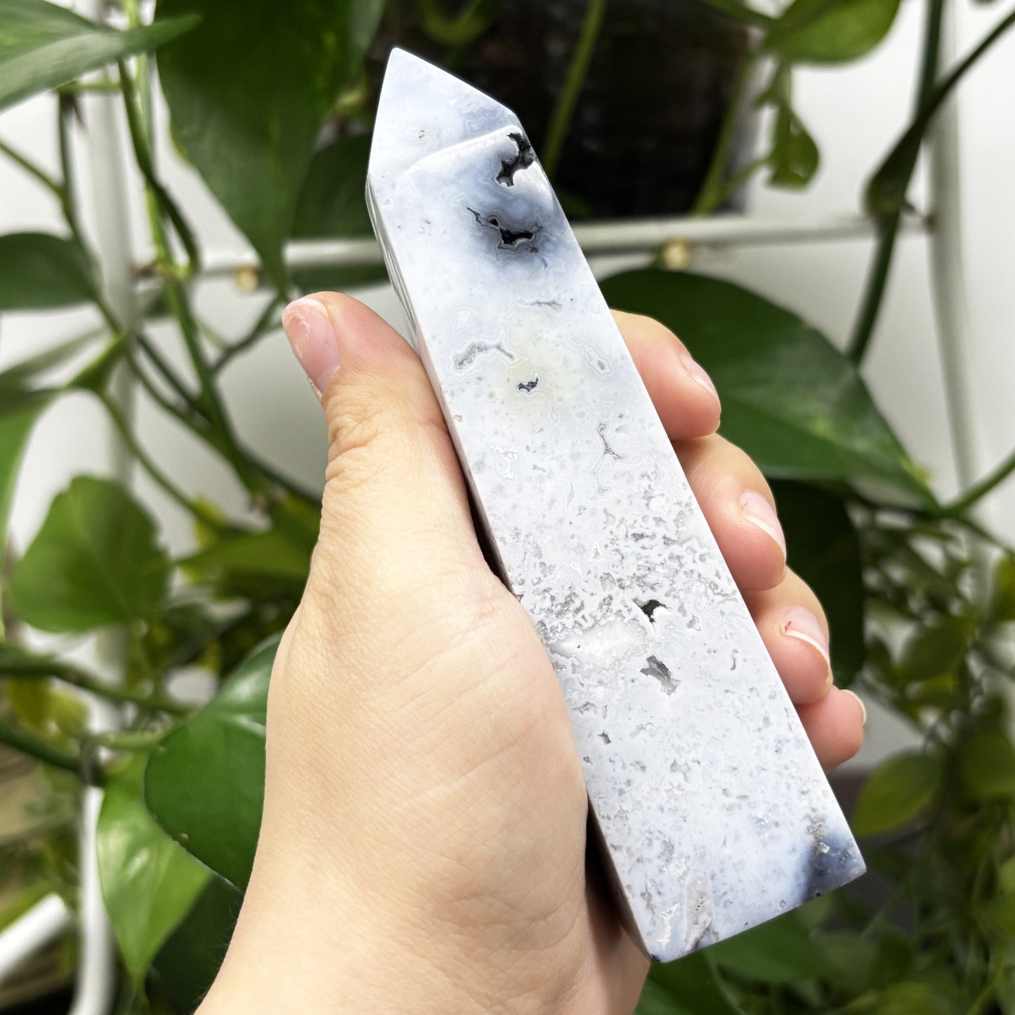 Gray Plume Agate Obelisk Tower Point - Gem Avenue