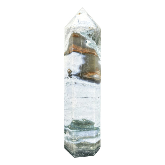 Natural Sea Jasper Crystal Obelisk Tower Point Polished Healing Stone for Calming Energy, Balance & Spiritual Growth - RPO477
