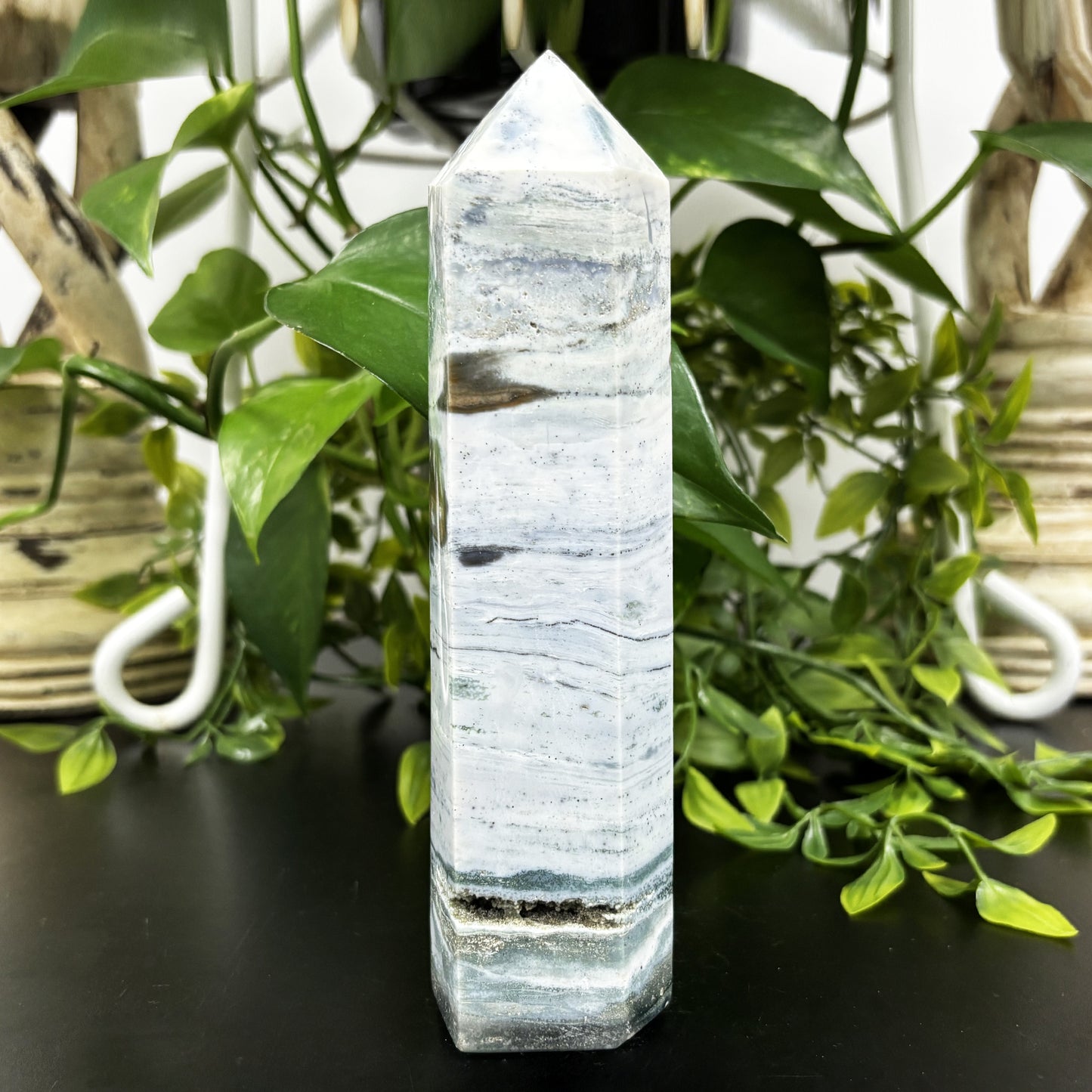 Natural Sea Jasper Crystal Obelisk Tower Point Polished Healing Stone for Calming Energy, Balance & Spiritual Growth - RPO477
