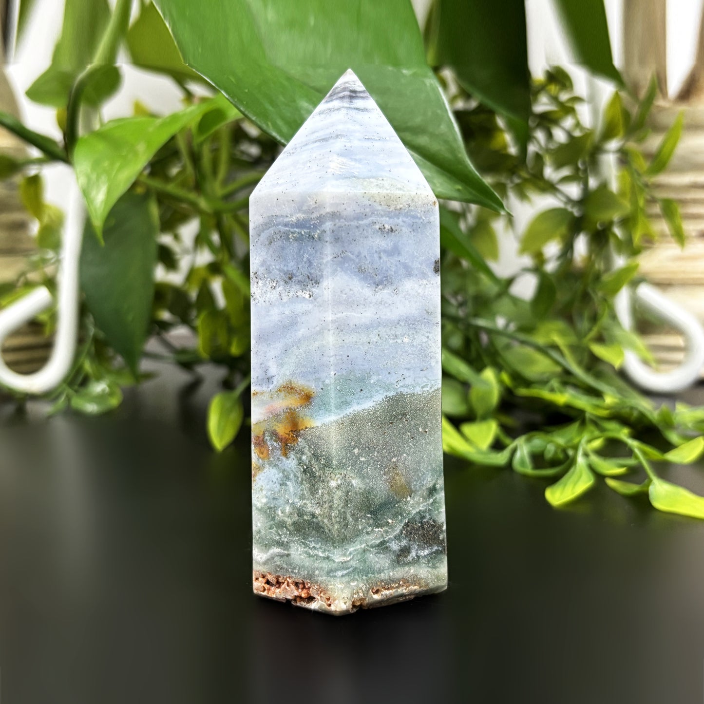 Natural Sea Jasper Crystal Obelisk Tower Point Polished Healing Stone for Balance, Energy & Meditation - RPO479