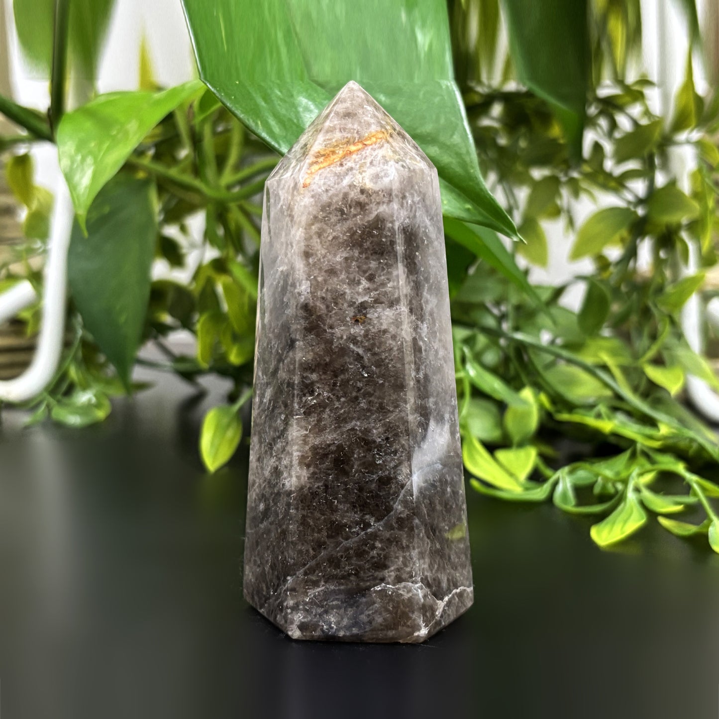 Natural Black Moonstone Crystal Obelisk Tower Point Protective Healing Stone for Intuition, Grounding, and Emotional Balance - RPO483