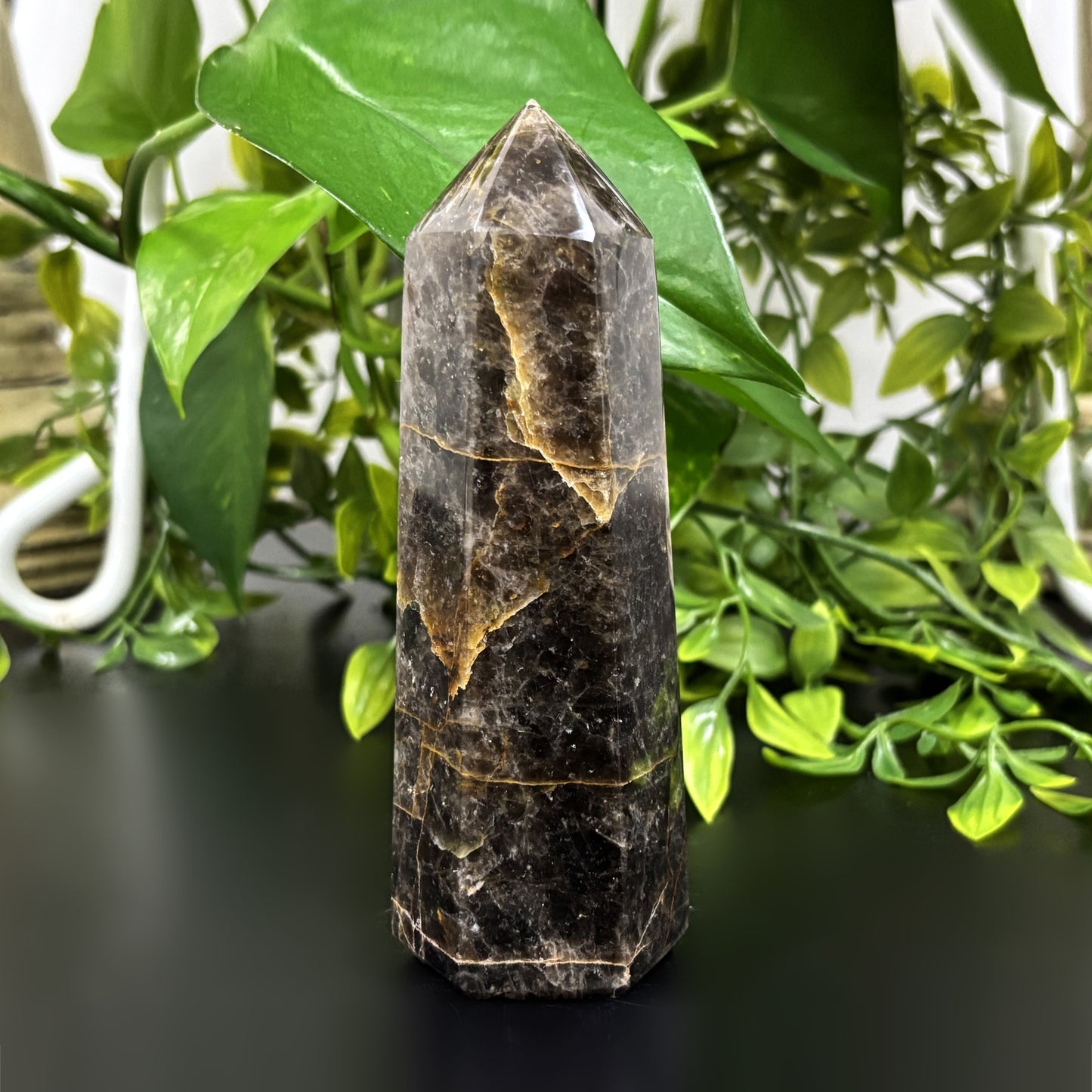Natural Black Moonstone Crystal Obelisk Tower Grounding & Intuition Healing Stone for Meditation and Energy Work - RPO484
