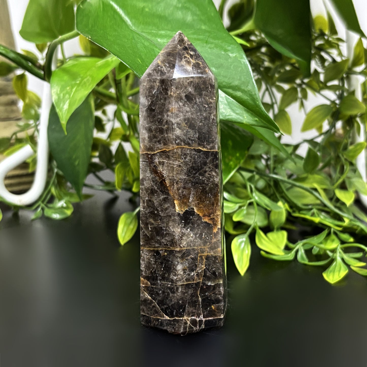 Natural Black Moonstone Crystal Obelisk Tower Grounding & Intuition Healing Stone for Meditation and Energy Work - RPO484