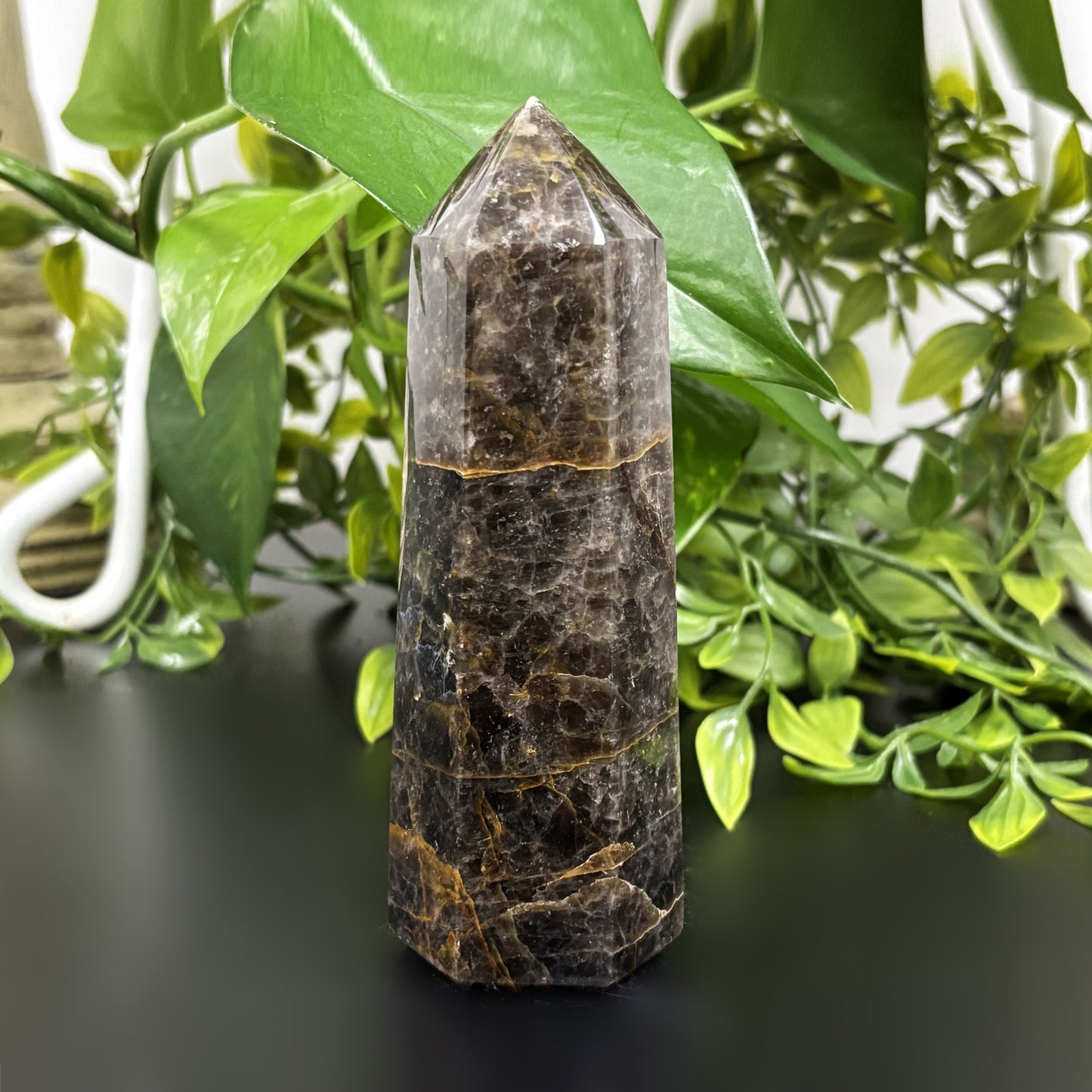 Natural Black Moonstone Crystal Obelisk Tower Grounding & Intuition Healing Stone for Meditation and Energy Work - RPO484
