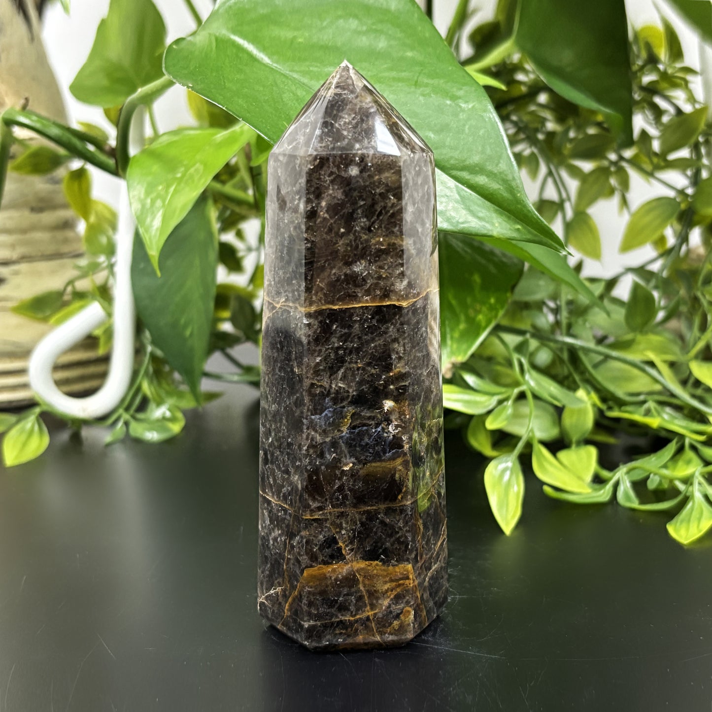 Natural Black Moonstone Crystal Obelisk Tower Grounding & Intuition Healing Stone for Meditation and Energy Work - RPO484