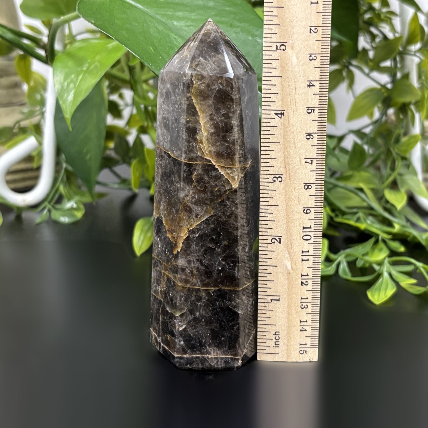 Natural Black Moonstone Crystal Obelisk Tower Grounding & Intuition Healing Stone for Meditation and Energy Work - RPO484