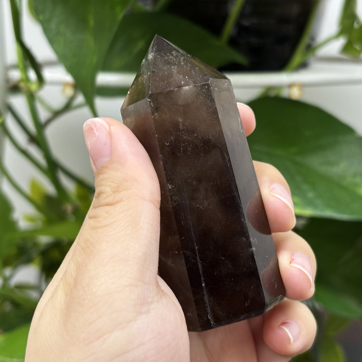 Natural Smoky Quartz Crystal Obelisk Tower Point Grounding Healing Stone for Meditation, Protection, and Energy Cleansing - RPO485