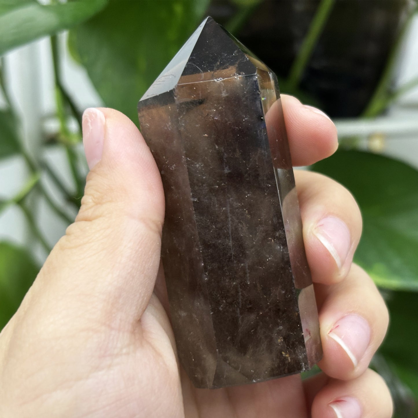 Natural Smoky Quartz Crystal Obelisk Tower Point Grounding Healing Stone for Meditation, Protection, and Energy Cleansing - RPO485