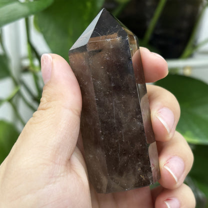 Natural Smoky Quartz Crystal Obelisk Tower Point Grounding Healing Stone for Meditation, Protection, and Energy Cleansing - RPO485
