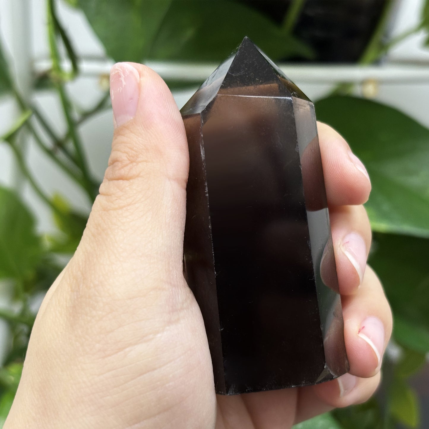 Natural Smoky Quartz Crystal Obelisk Tower Point Grounding Healing Stone for Meditation, Protection, and Energy Cleansing - RPO485