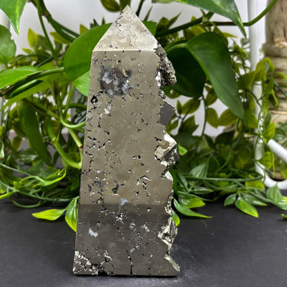 Natural Pyrite Crystal Gemstone Obelisk 6.75" Tower Point - RPO491