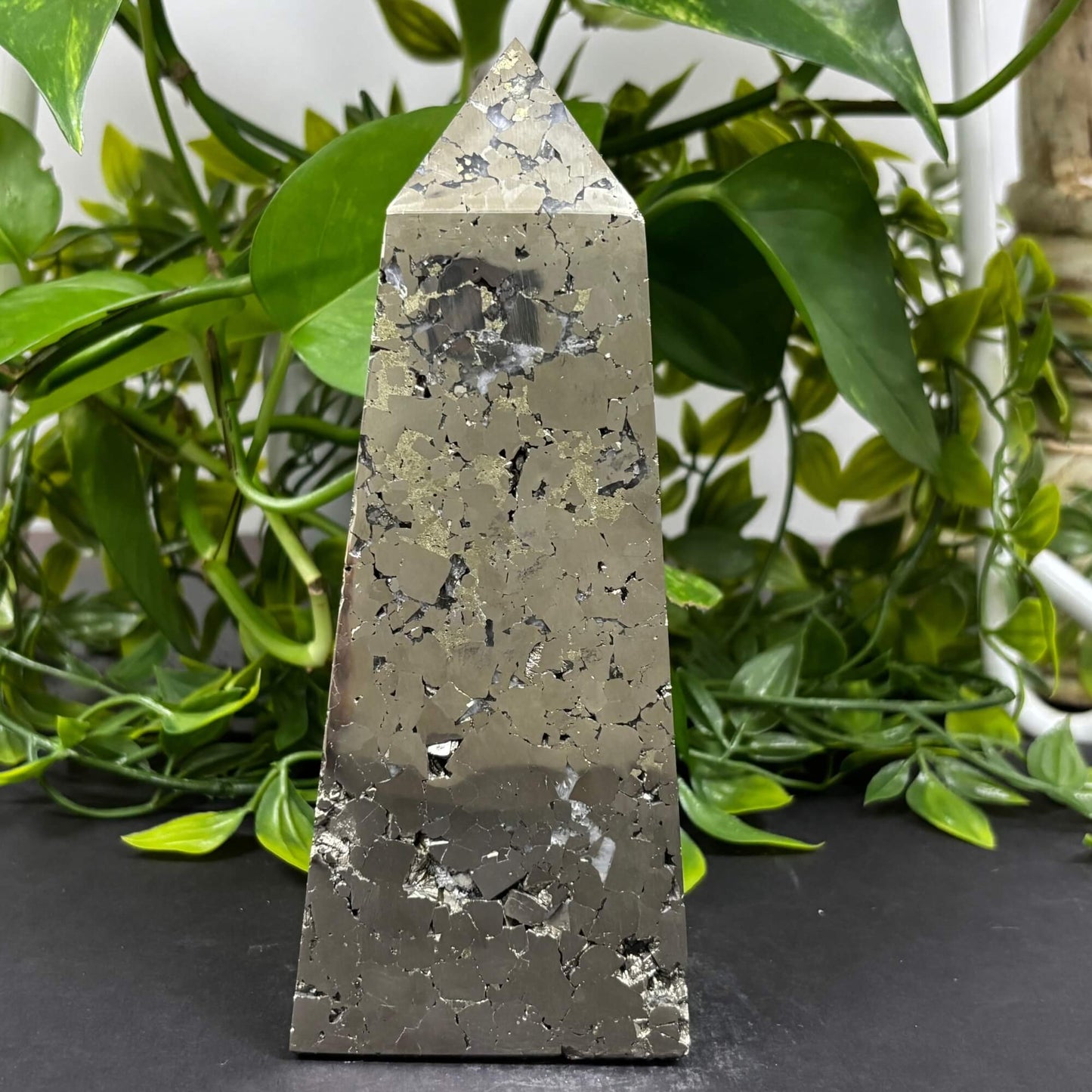 Natural Pyrite Crystal Gemstone Obelisk 6.75" Tower Point - RPO491
