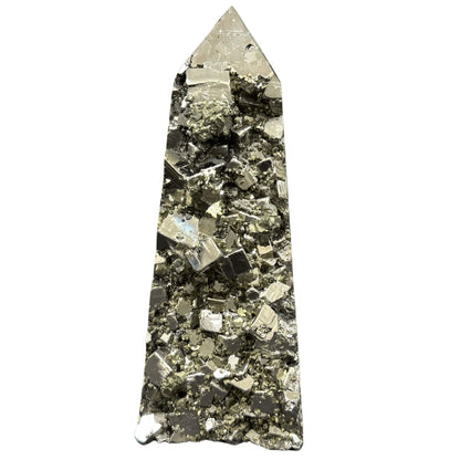Natural Pyrite Crystal Gemstone Obelisk 6.75" Tower Point - RPO491