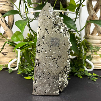 Natural Pyrite Crystal Gemstone Obelisk 9" Tower Point - RPO492