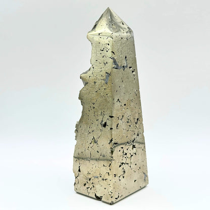 Natural Pyrite Crystal Gemstone Obelisk Tower Point - RPO493