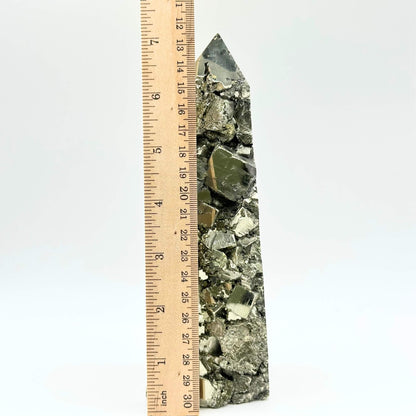 Natural Pyrite Crystal Gemstone Obelisk Tower Point - RPO493