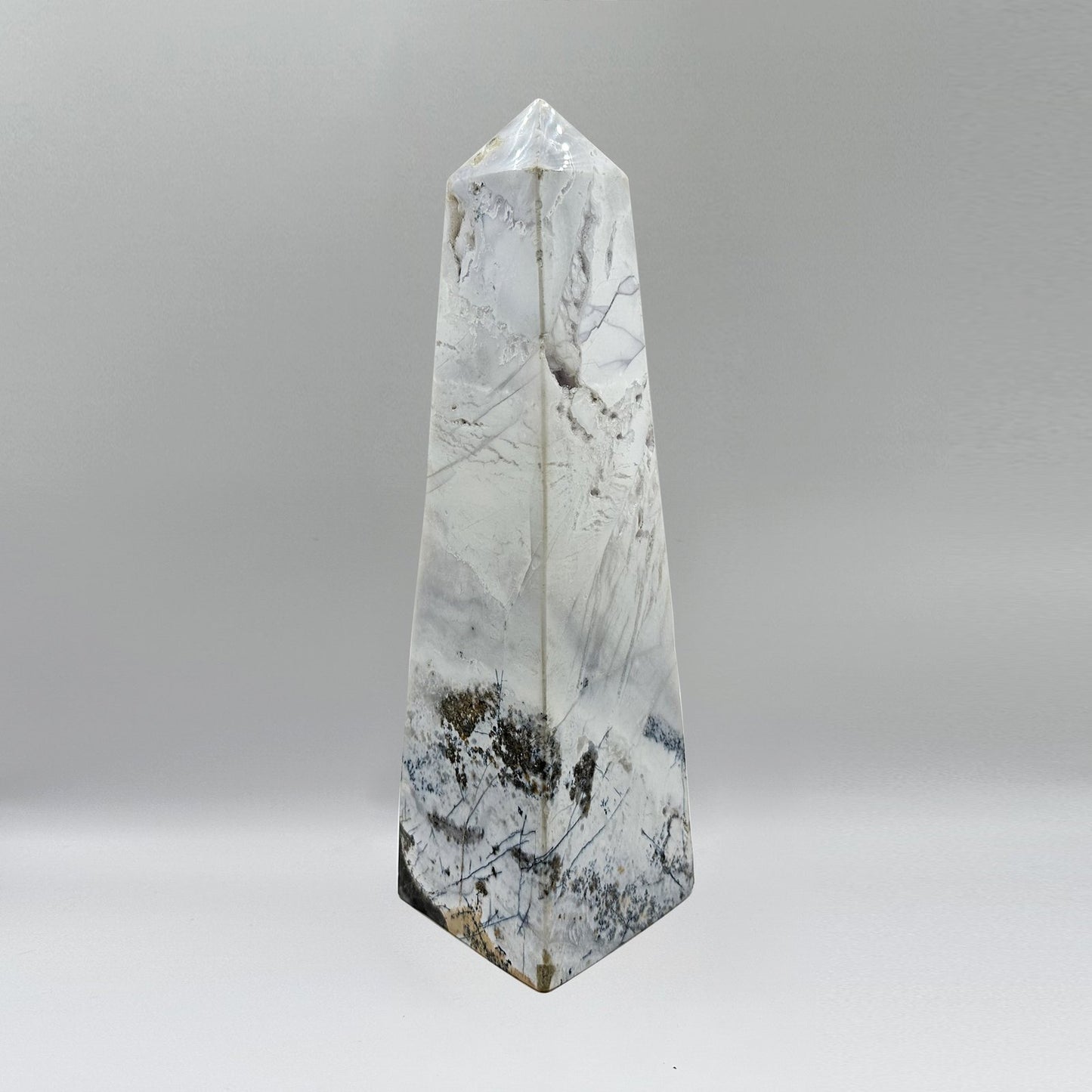 Natural Blue Aragonite Crystal Obelisk Tower Point Polished Healing Stone for Calm, Balance & Energy - RPO495 - Gem Avenue