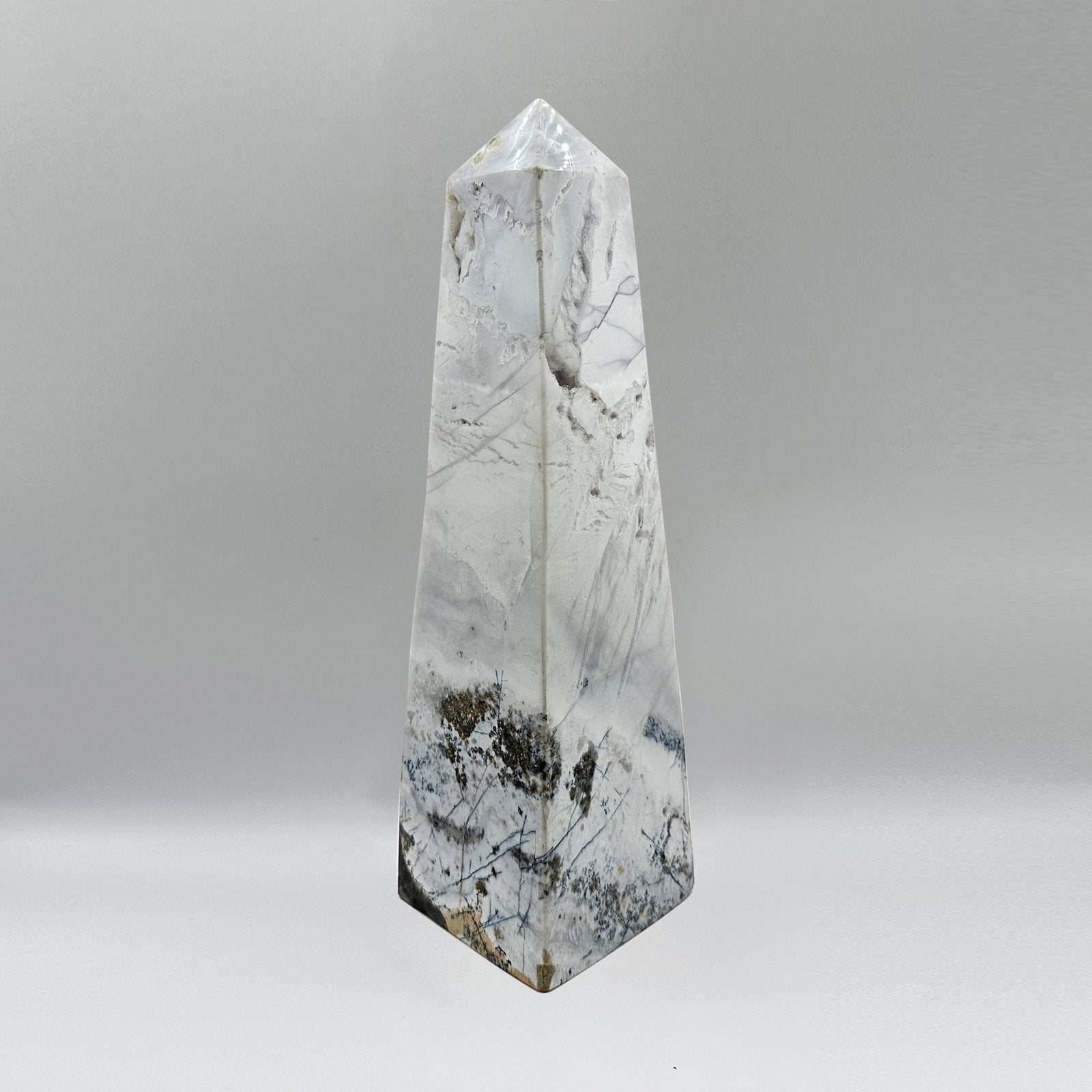 Natural Blue Aragonite Crystal Obelisk Tower Point Polished Healing Stone for Calm, Balance & Energy - RPO495 - Gem Avenue