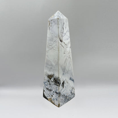 Natural Blue Aragonite Crystal Obelisk Tower Point Polished Healing Stone for Calm, Balance & Energy - RPO495 - Gem Avenue