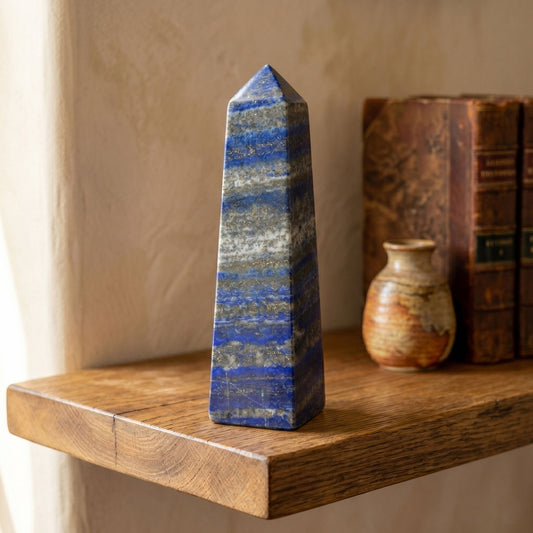 Lapis Lazuli Crystal Tower 9" Natural Polished Stone from Afghanistan for Meditation & Decor - RPO496