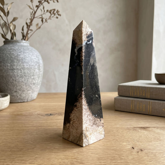 11.25 Inch Natural Palm Root Polished Tower Fossilized Crystal from Indonesia - RPO498