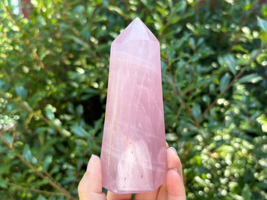 Natural Polished Rose Quartz Crystal Tower Point Healing Stone for Love, Energy, Meditation & Home Decor Ideal for Crystal Collectors - RPO512