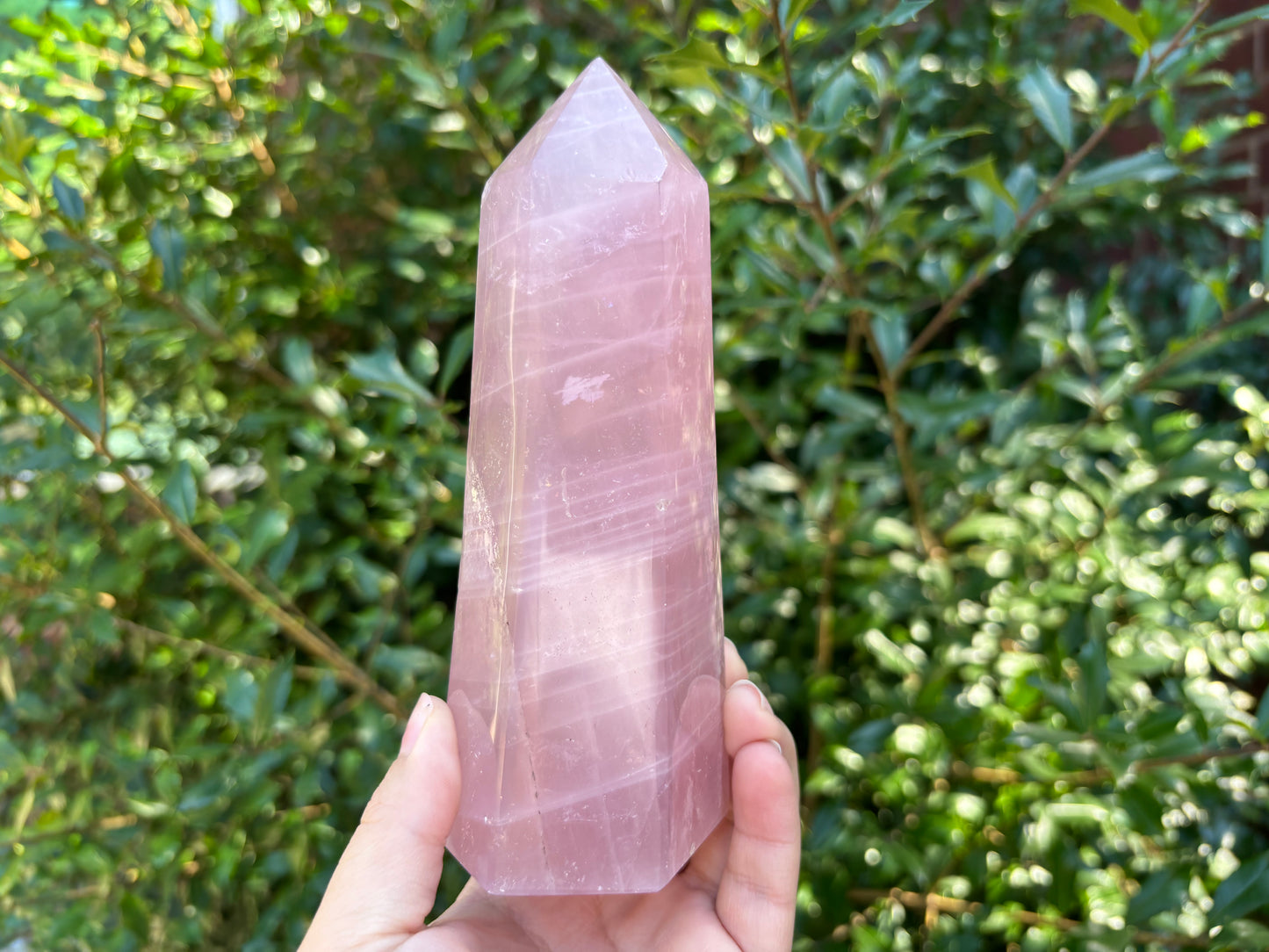 Natural Polished Rose Quartz Crystal Tower Point Healing Stone for Love, Energy, Meditation & Home Decor Perfect for Crystal Collectors - RPO514