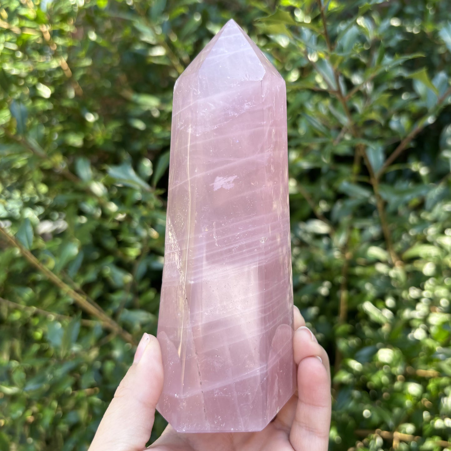 Natural Polished Rose Quartz Crystal Tower Point Healing Stone for Love, Energy, Meditation & Home Decor Perfect for Crystal Collectors - RPO514