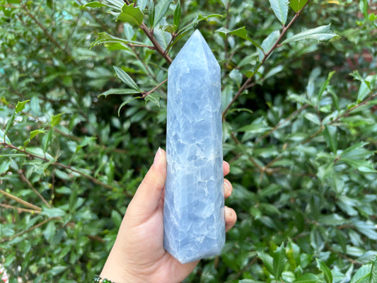 Natural Celestite Crystal Tower Point Polished Stone for Collectors, Healing, Meditation, Energy Balancing, and Decorative Home Display - RPO516