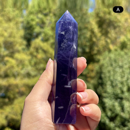 Natural Purple Fluorite Crystal Obelisk Tower Point for Energy Healing, Meditation, Focus & Elegant Home or Office Decor - RPO517