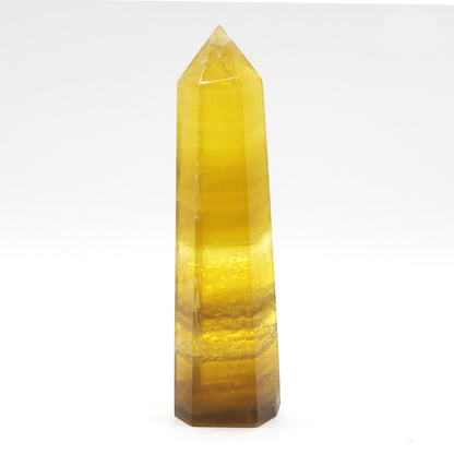 Natural Yellow Fluorite Crystal Obelisk Tower Point for Energy Healing, Focus, Meditation & Elegant Home or Office Decor - RPO518