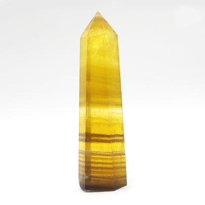 Natural Yellow Fluorite Crystal Obelisk Tower Point for Energy Healing, Focus, Meditation & Elegant Home or Office Decor - RPO518