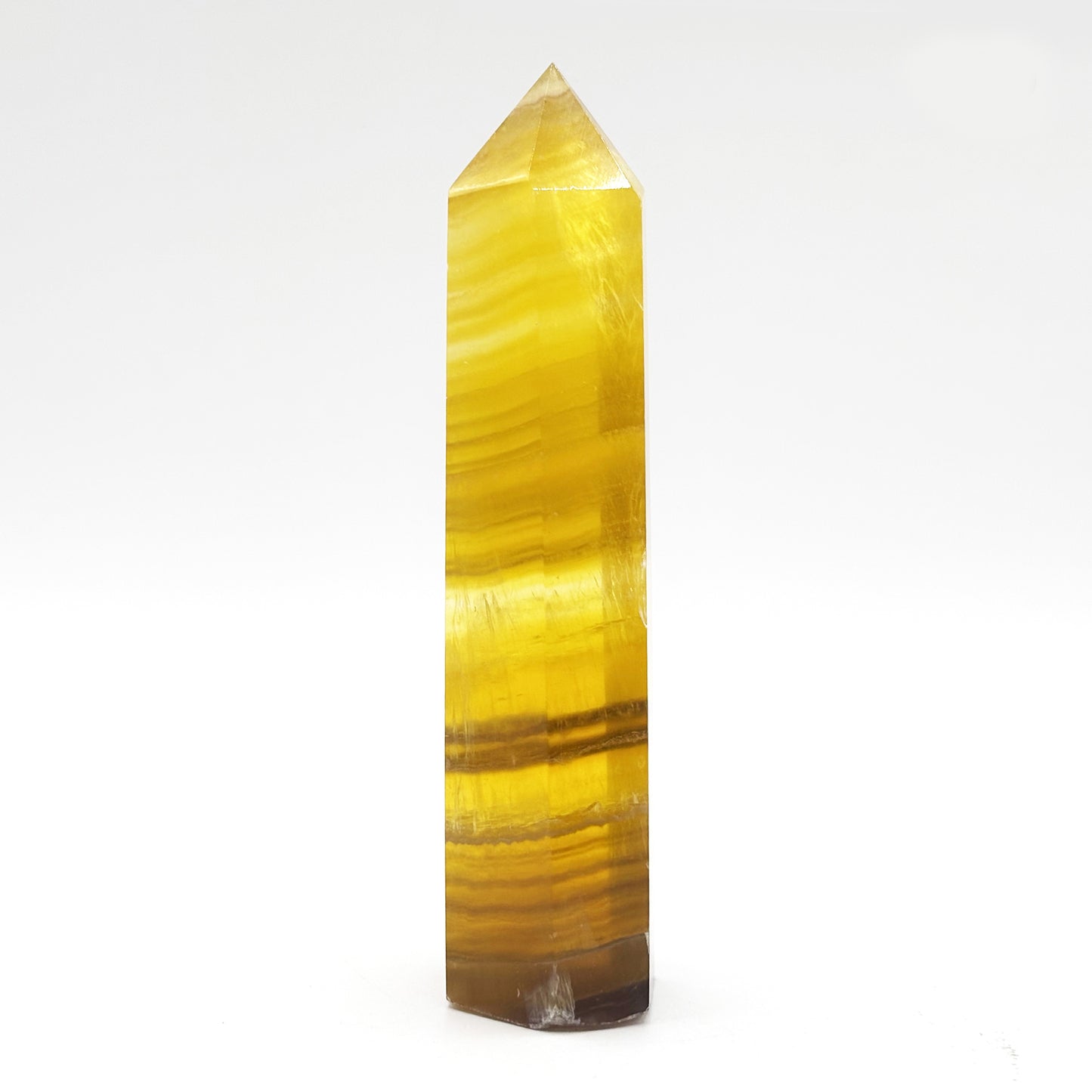 Natural Yellow Fluorite Crystal Obelisk Tower Point for Energy Healing, Focus, Meditation & Elegant Home or Office Decor - RPO518