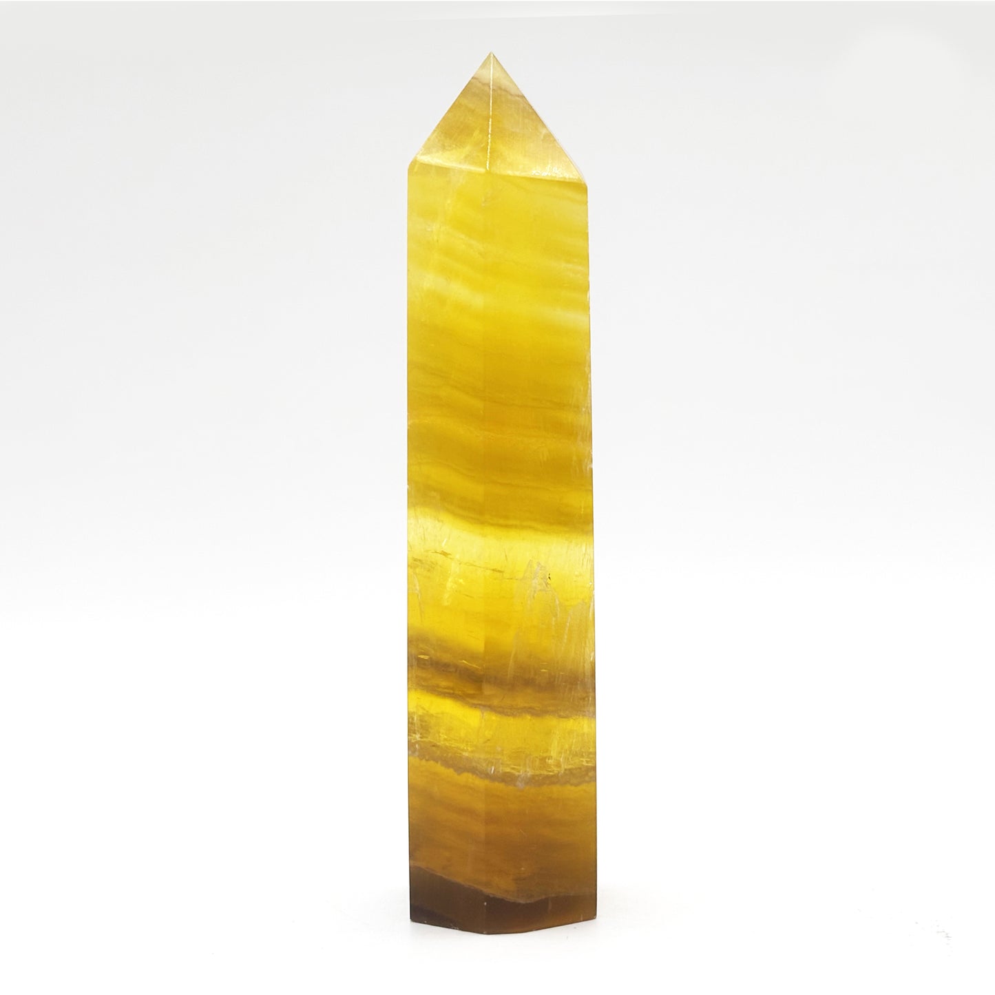 Natural Yellow Fluorite Crystal Obelisk Tower Point for Energy Healing, Focus, Meditation & Elegant Home or Office Decor - RPO518