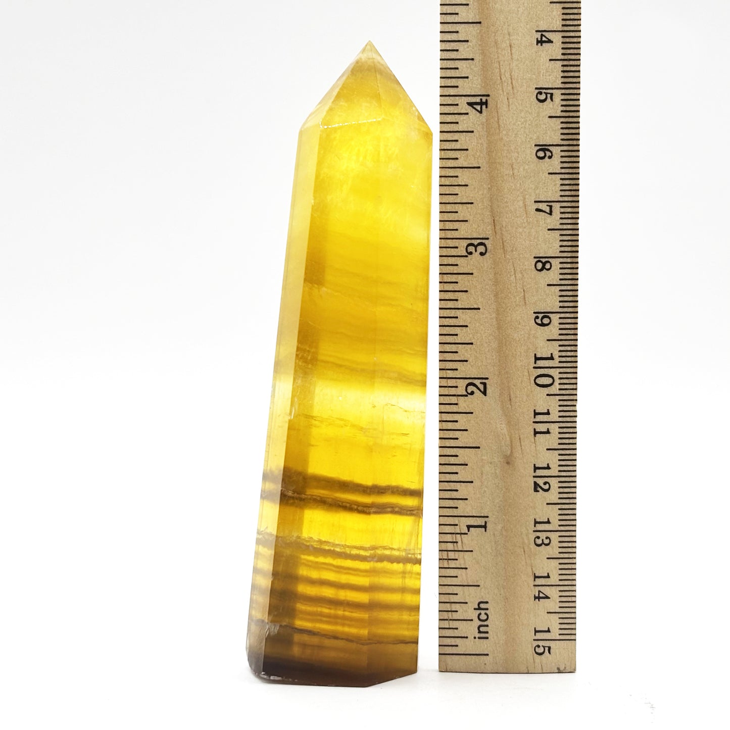 Natural Yellow Fluorite Crystal Obelisk Tower Point for Energy Healing, Focus, Meditation & Elegant Home or Office Decor - RPO518