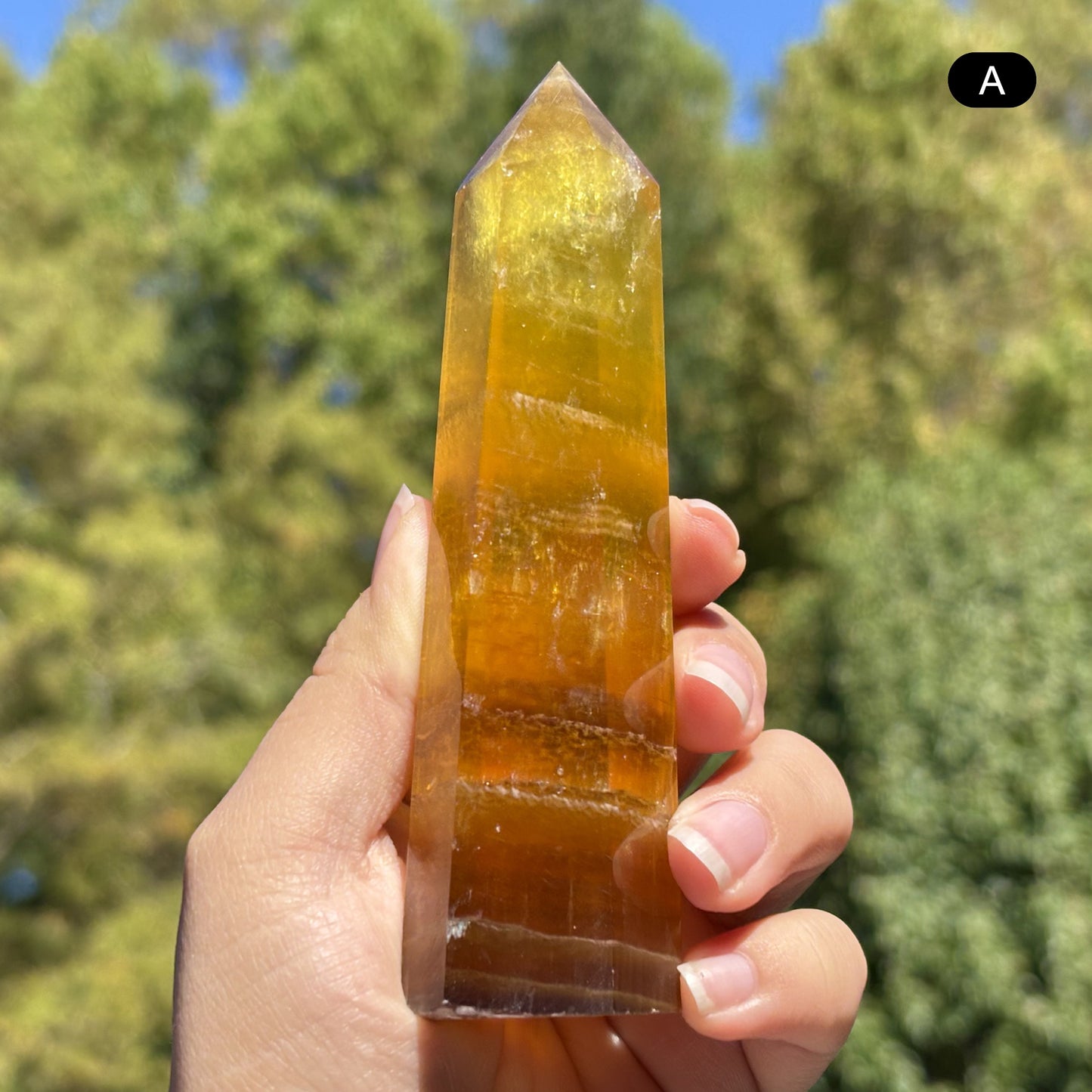 Natural Yellow Fluorite Crystal Obelisk Tower Point for Energy Healing, Focus, Meditation & Elegant Home or Office Decor - RPO518