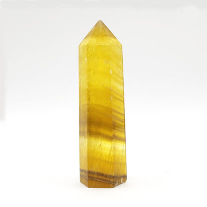 Natural Yellow Fluorite Crystal Obelisk Tower Point for Energy Healing, Focus, Meditation & Elegant Home or Office Decor - RPO518