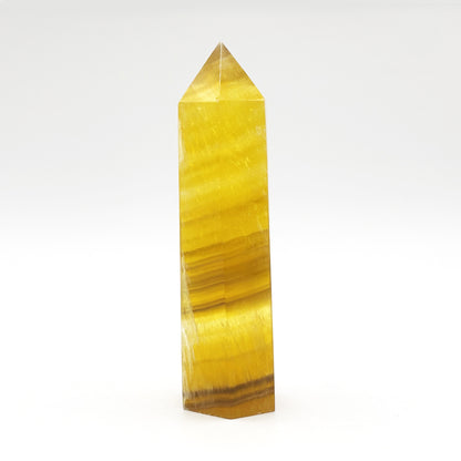 Natural Yellow Fluorite Crystal Obelisk Tower Point for Energy Healing, Focus, Meditation & Elegant Home or Office Decor - RPO518