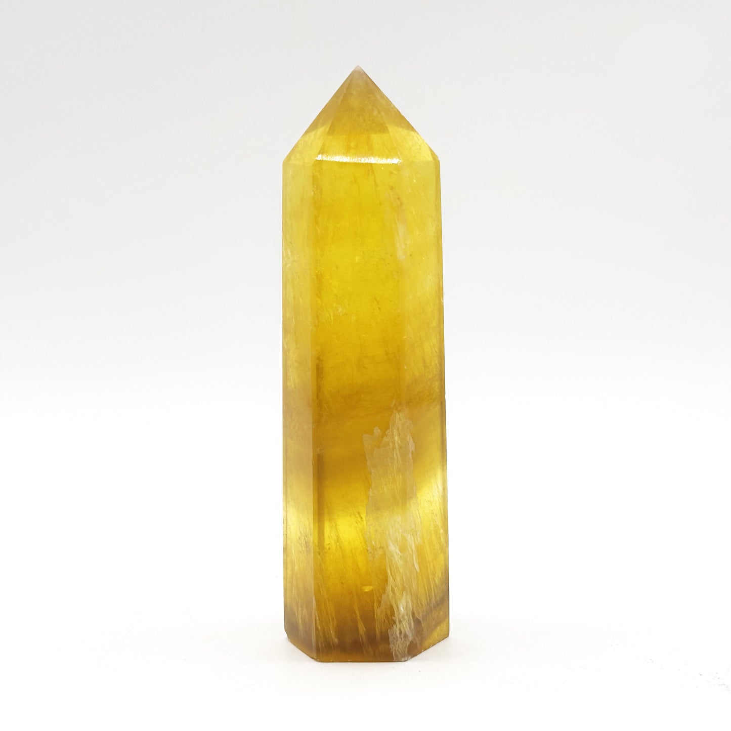 Natural Yellow Fluorite Crystal Obelisk Tower Point for Energy Healing, Focus, Meditation & Elegant Home or Office Decor - RPO518
