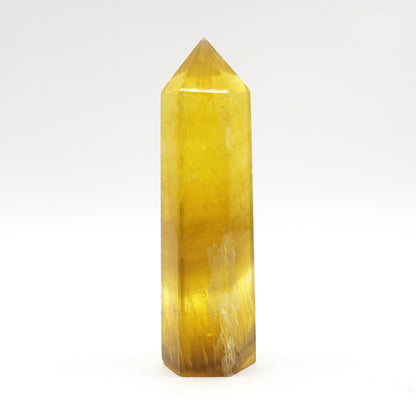 Natural Yellow Fluorite Crystal Obelisk Tower Point for Energy Healing, Focus, Meditation & Elegant Home or Office Decor - RPO518