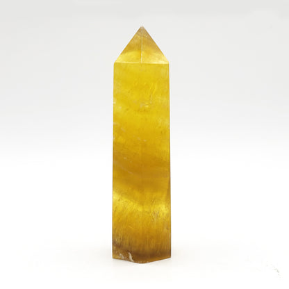 Natural Yellow Fluorite Crystal Obelisk Tower Point for Energy Healing, Focus, Meditation & Elegant Home or Office Decor - RPO518