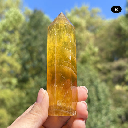 Natural Yellow Fluorite Crystal Obelisk Tower Point for Energy Healing, Focus, Meditation & Elegant Home or Office Decor - RPO518