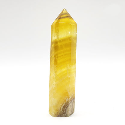 Natural Yellow Fluorite Crystal Obelisk Tower Point for Energy Healing, Focus, Meditation & Elegant Home or Office Decor - RPO518