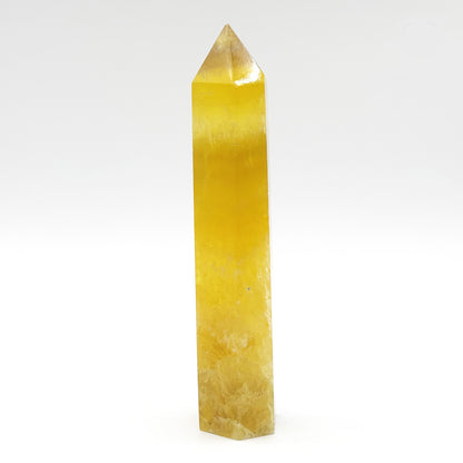 Natural Yellow Fluorite Crystal Obelisk Tower Point for Energy Healing, Focus, Meditation & Elegant Home or Office Decor - RPO518