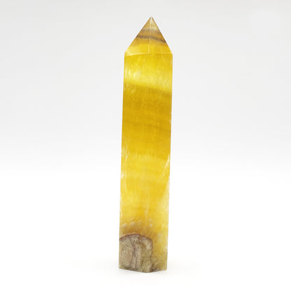 Natural Yellow Fluorite Crystal Obelisk Tower Point for Energy Healing, Focus, Meditation & Elegant Home or Office Decor - RPO518