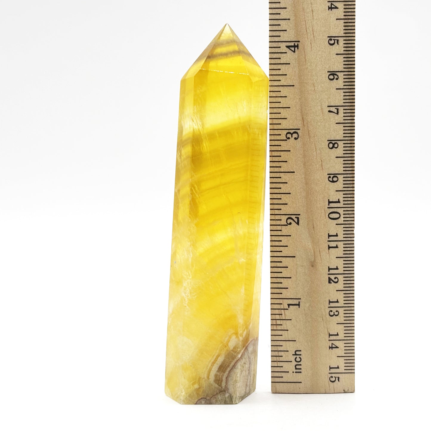 Natural Yellow Fluorite Crystal Obelisk Tower Point for Energy Healing, Focus, Meditation & Elegant Home or Office Decor - RPO518