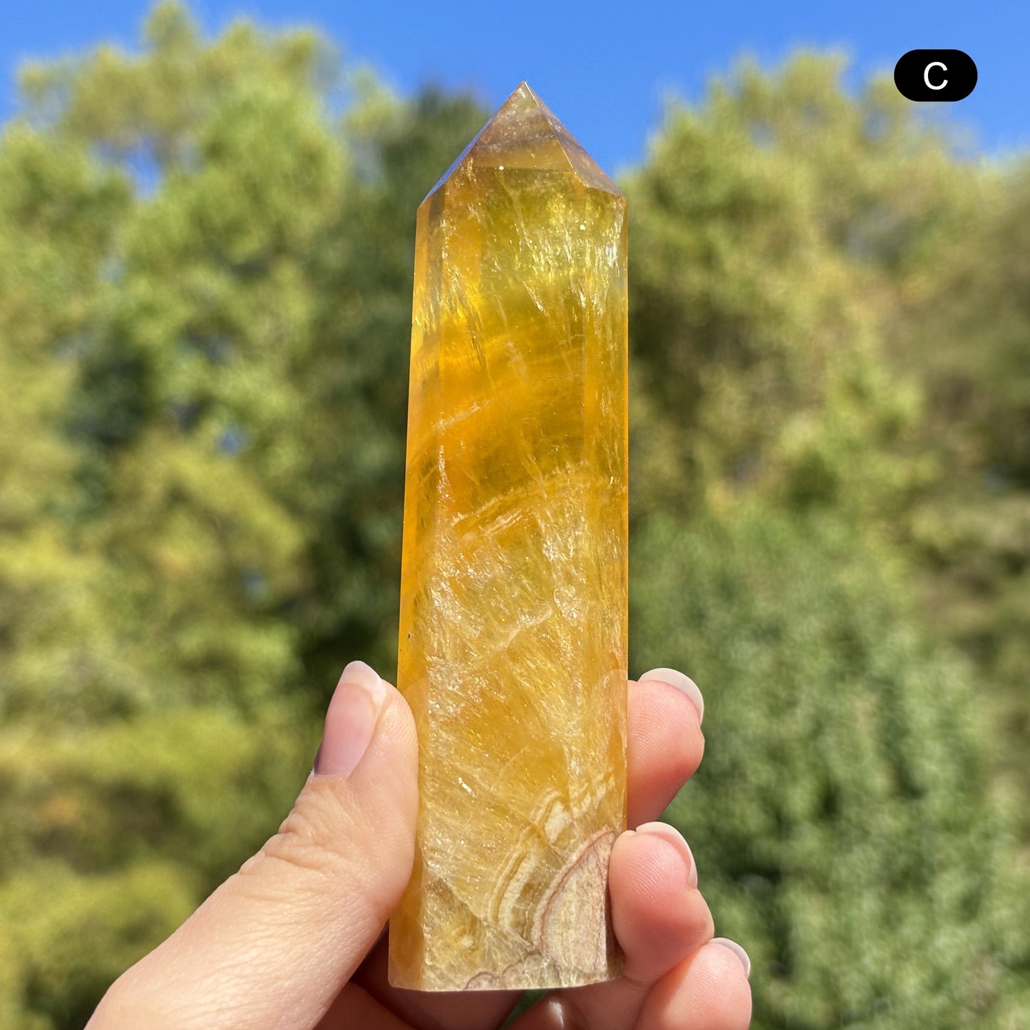 Natural Yellow Fluorite Crystal Obelisk Tower Point for Energy Healing, Focus, Meditation & Elegant Home or Office Decor - RPO518