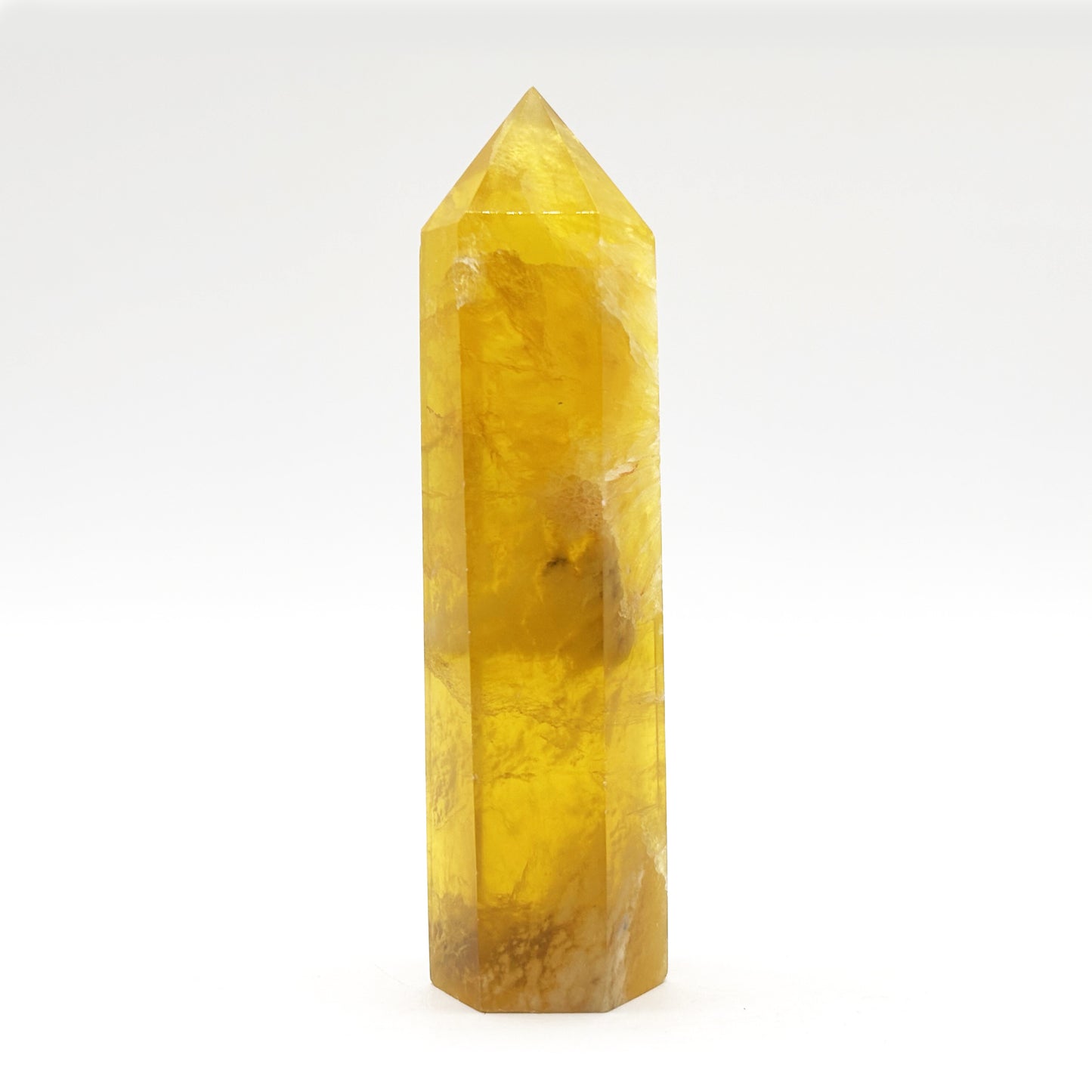 Natural Yellow Fluorite Crystal Obelisk Tower Point for Energy Healing, Focus, Meditation & Elegant Home or Office Decor - RPO518