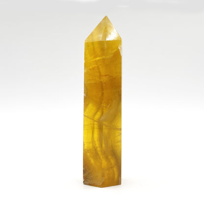 Natural Yellow Fluorite Crystal Obelisk Tower Point for Energy Healing, Focus, Meditation & Elegant Home or Office Decor - RPO518